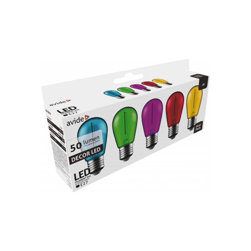 Avide LED filament värilamppusarja 5kpl E27-kanta