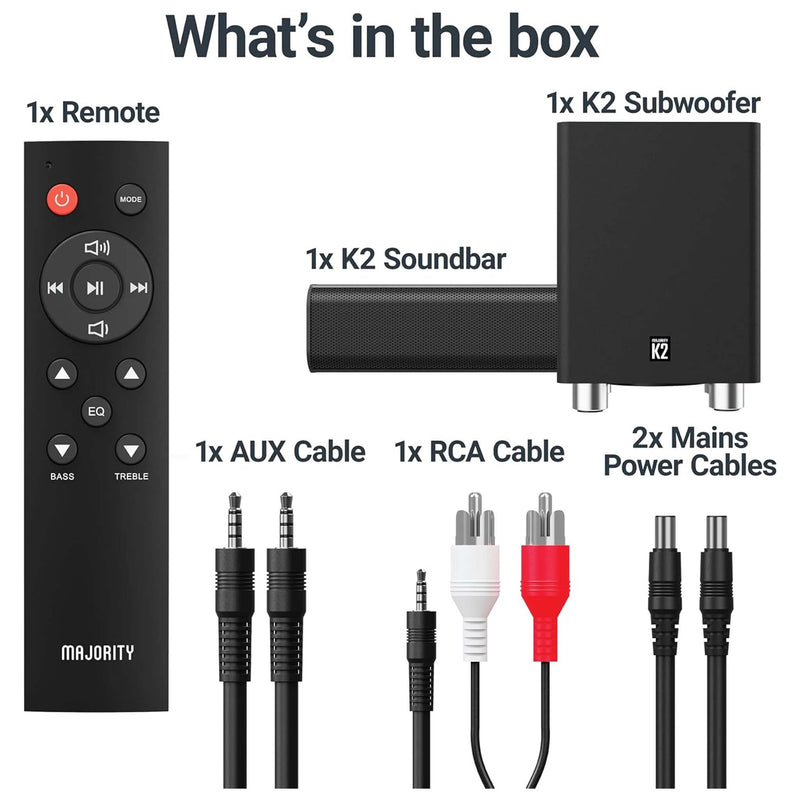 Majority K2 Soundbar -kaiutin & subwoofer 150W